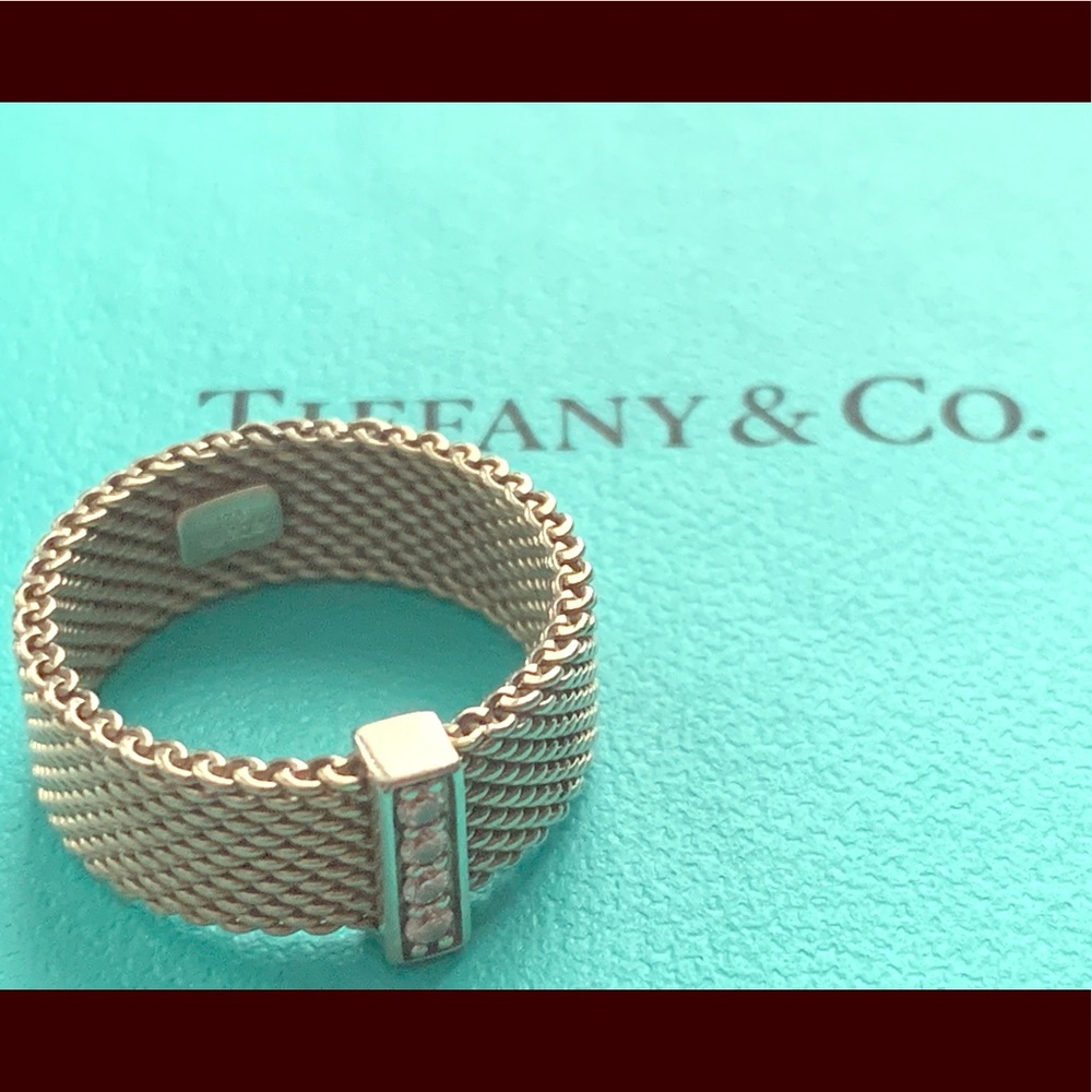 Authentic TIFFANY & CO. Somerset Mesh Diamond Ring